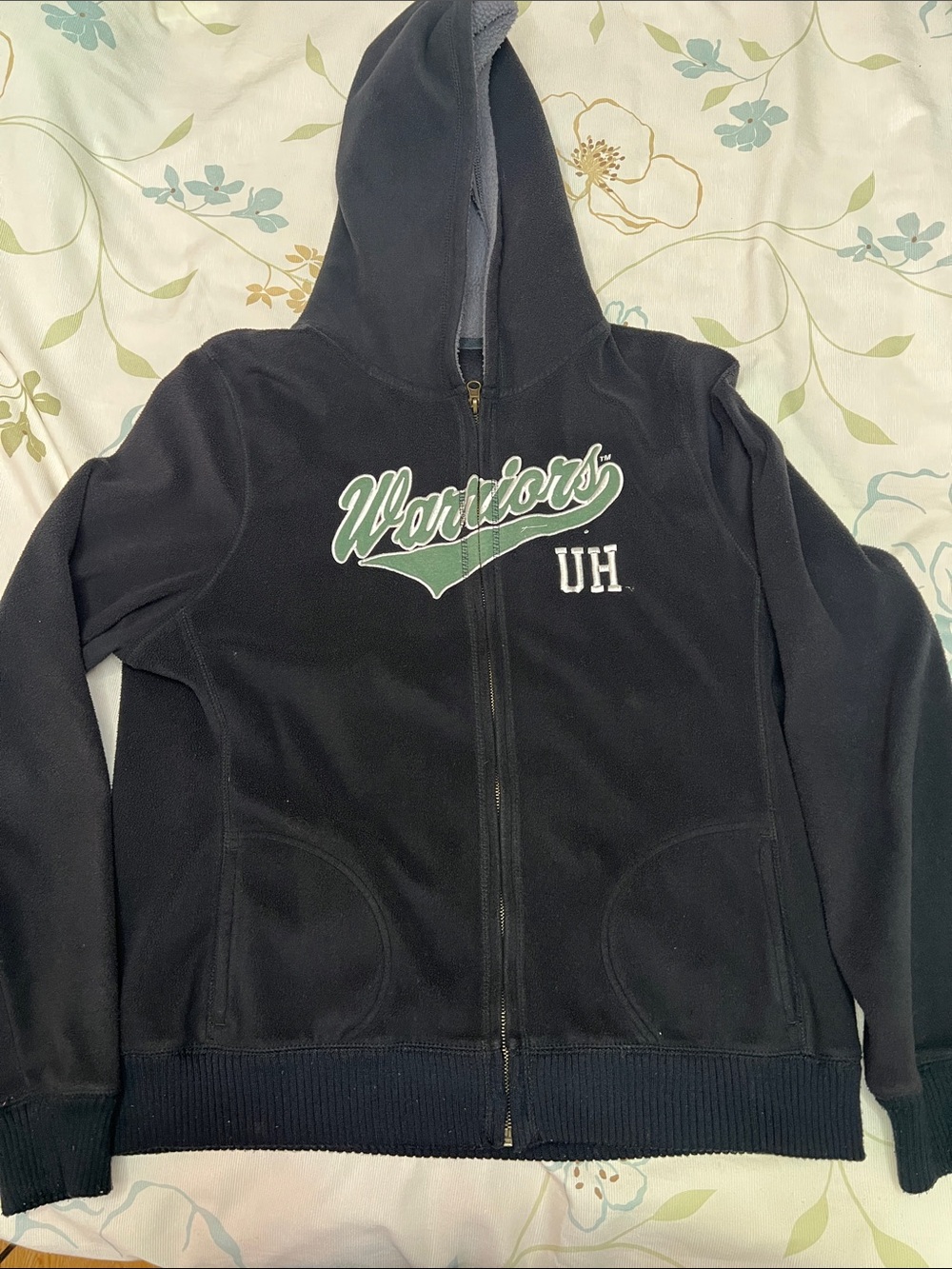 Warriors UH Black Hooded Zip-Up Sweatshirt